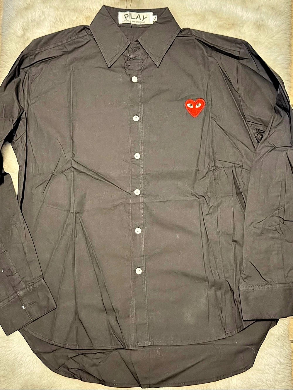 Comme des Garçons PLAY Button-Up Shirt Black Button-Up Shirt Size XL NWT